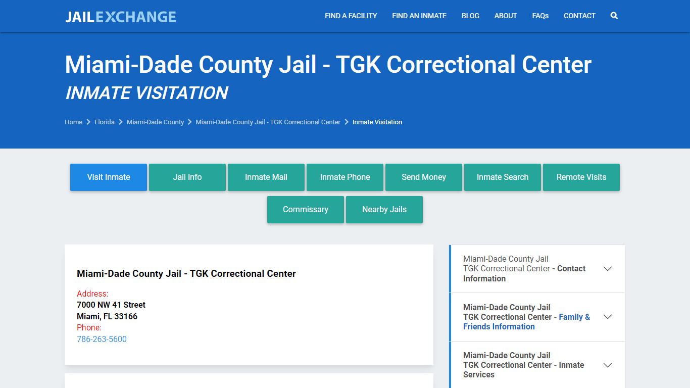 Miami-Dade County Jail - TGK Correctional Center Inmate Visitation ...